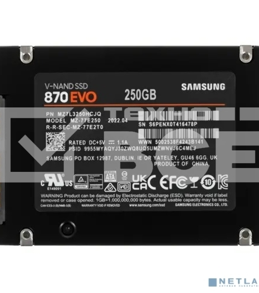 Накопитель SSD Samsung 870 EVO, 250GB, SATA III, 2.5