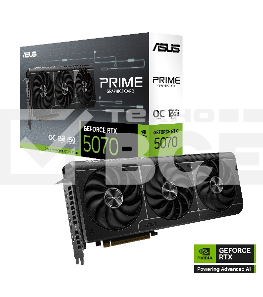 Видеокарта ASUS PRIME-RTX5070-O12GRTX5070,HDMI*2,DP*3,12G,D7; 90YV0M10-M0NA00
