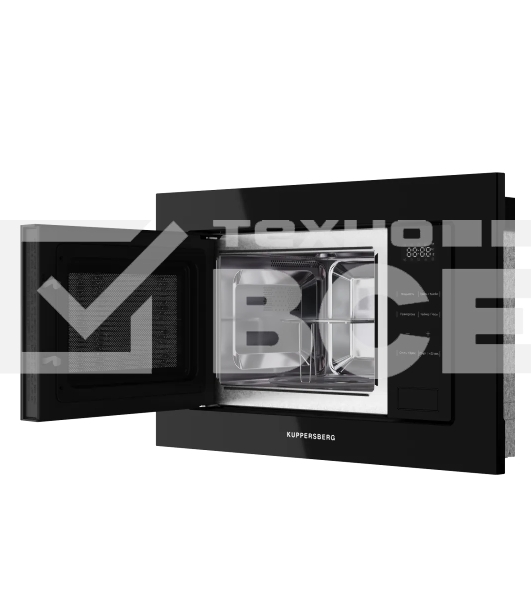 Микроволновая печь встраиваемая Kuppersberg, High-Tech, 20 л, гриль, 5 уровней мощности, 8 автоматических программ, многофункциональный таймер, размораживание, сенсорное управление, блокировка от детей, поворотный стол, черный