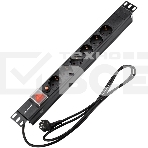 Блок распределения питания Rexant для 19' шкафов, горизонтальный, 6 розеток СЕЕ 7/4, 16A, фильтр, выкл, алюм корп, шнур 2м, вилка СЕЕ 7/7, фото5