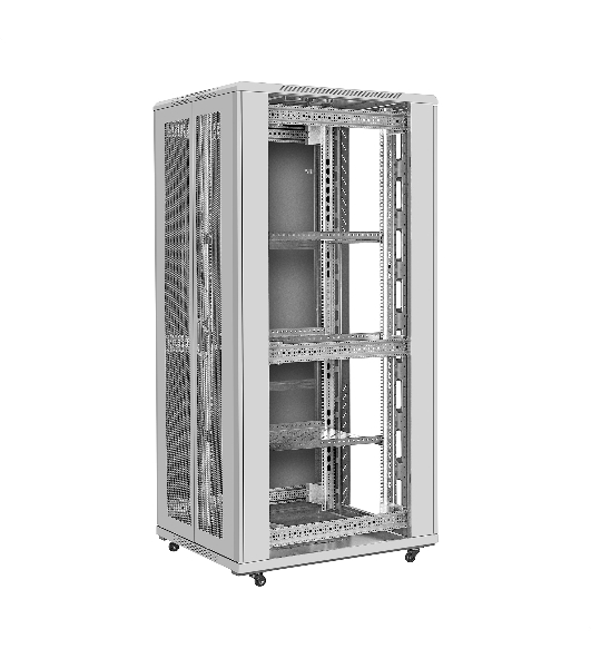 Шкаф телекоммуникационный 19' напольный 42U ExeGate EC-FS-42U.800.1000.G.V.GREY (19”, 42U, 800x1000x2054mm (ШхГхВ), передняя дверь закаленное стекло, задняя двойная перфорированная дверь, съемные боковые панели, пыле- и влагозащита IP20, встроенный вентиляционный модуль, 1 полка в комплекте, светло-серый RAL 7035, 3 коробки)