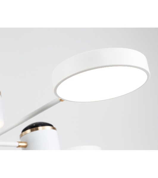 Люстра светодиодная на штанге Ambrella light FL51627/9+4 WH/FGD белый/золото 132W 3000-6000K D850*370 (без ПДУ)