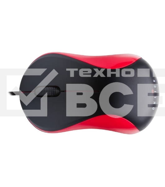Мышь проводная Oklick 115S черный/красный, 1200 dpi, USB, кнопки - 3