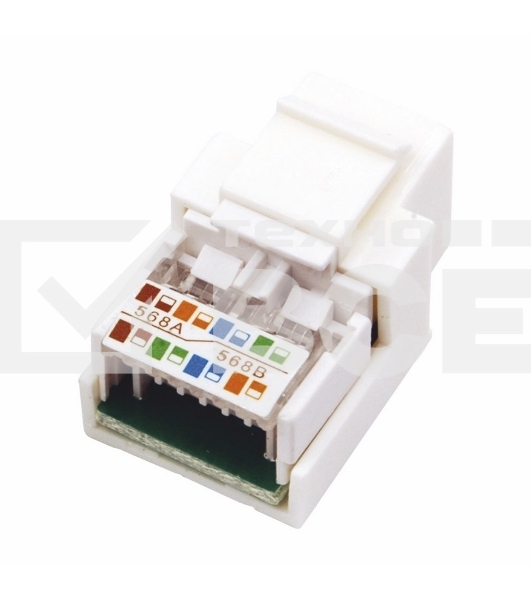 Модуль Rexant Keystone Jack RJ-45(8P8C), UTP неэкранированный, категория 5e, тип 180 градусов, белый