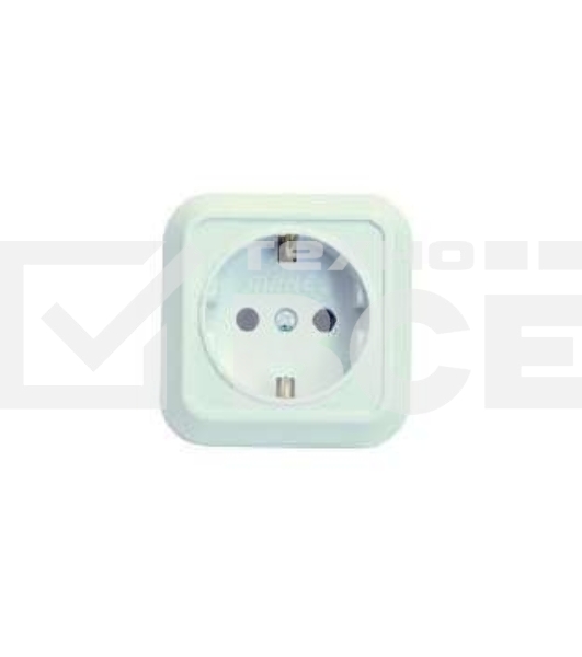 Розетка 1-м ОП 16А IP20 квадратная с заземл. бел. Makel 45108