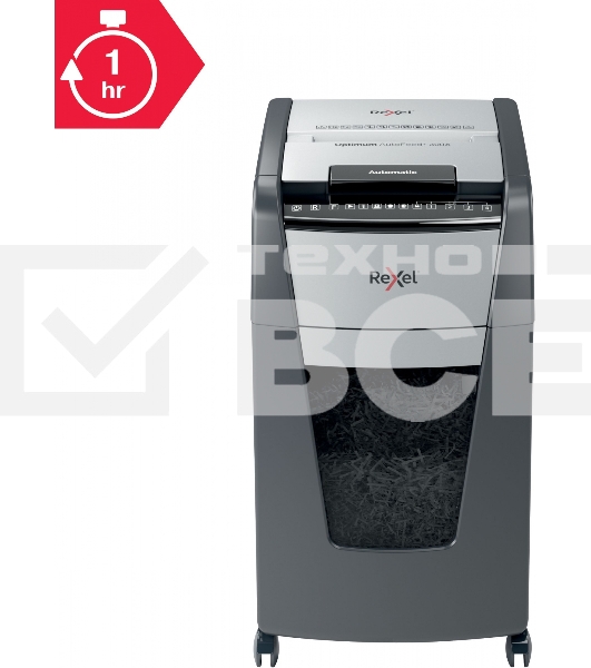 Шредер Rexel Optimum AutoFeed 300X черный с автоподачей (секр.P-4)/фрагменты/300лист./60лтр./скрепки/скобы/пл.карты