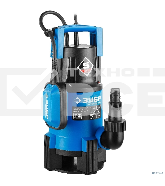 Насос ЗУБР НПГ-Т3-550 профессионал т3 погружной дренажный для грязной воды d частиц до 35мм 550Вт