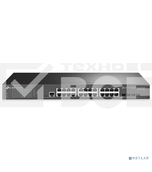 Коммутатор TP-Link JetStream™ 24-port Gigabit L2/L2+ Managed Switch with 4 SFP slots, support SDN controller, abundant L2/L2+ features, 1U rack mountable, full managed via web UI/CLI/Console/SSH/Telnet/SNMP.