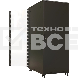Шкаф серверный Hyperline (TTBR-4281-AS-RAL9004) напольный 42U 800x1000мм пер.дв.стекл задн.дв.спл.стал.лист 4 бок.пан. 1000кг черный 910мм 140.8кг 2055мм IP20 сталь