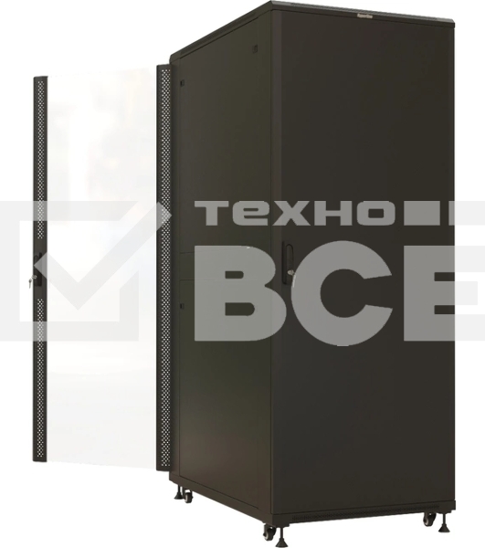Шкаф серверный Hyperline (TTBR-4281-AS-RAL9004) напольный 42U 800x1000мм пер.дв.стекл задн.дв.спл.стал.лист 4 бок.пан. 1000кг черный 910мм 140.8кг 2055мм IP20 сталь
