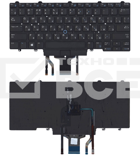 Клавиатура для ноутбука Dell Latitude E5470 E7470 черная с подсветкой и указателем