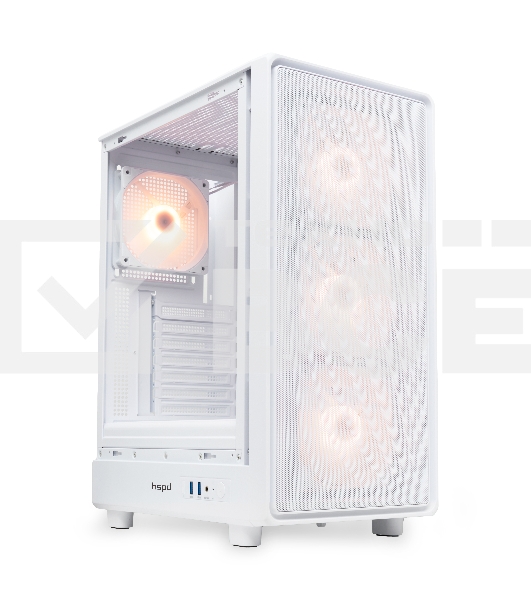 Компьютерный корпус HSPD M510, Mesh Mid Tower, белый, TG, 0.5 SPCC, 4x120мм ARGb ATX, mATX, mITX 180/280/160мм 1x2.5