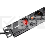 Блок распределения питания Rexant для 19' шкафов, горизонтальный, 6 розеток СЕЕ 7/4, 16A, фильтр, выкл, алюм корп, шнур 2м, вилка СЕЕ 7/7, фото4