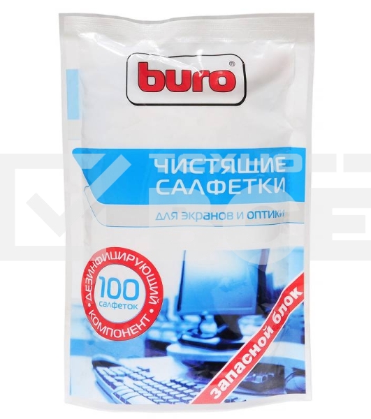 Салфетки Buro BU-Zscreen для экранов мониторов/плазменных/ЖК телевизоров/ноутбуков мягкая упаковка 100шт влажных