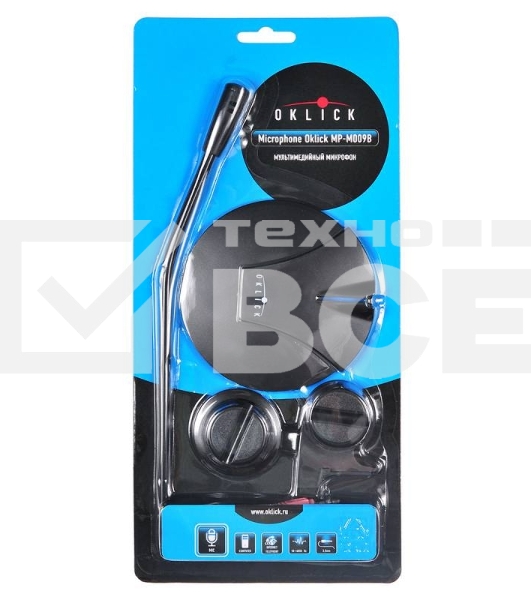 Микрофон проводной Oklick MP-M009B 1.8м черный