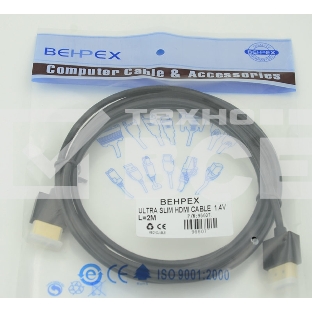 Кабель HDMI Gold Plated Connector, Ver1.4, Ultra Slim HDMI(19pin)/HDMI(19pin) (3м) феррит.кольца позолоченные контакты