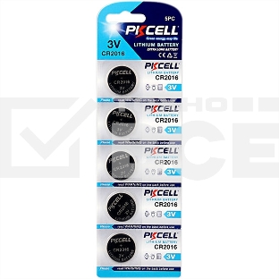 Литиевый элемент питания PKCELL CR2016-5B тип - CR2016 5 шт в блистере