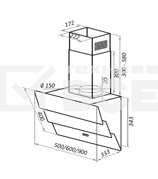 Вытяжка Maunfeld CASCADA PUSH 60 ЧЕРНЫЙ