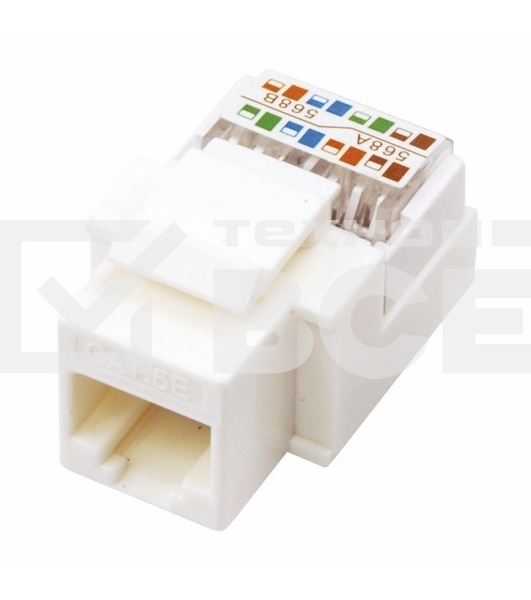 Модуль Rexant Keystone Jack RJ-45(8P8C), UTP неэкранированный, категория 5e, тип 180 градусов, белый
