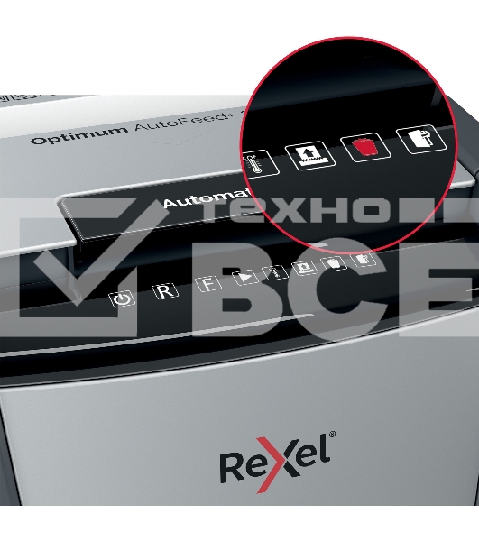 Шредер Rexel Optimum AutoFeed 300X черный с автоподачей (секр.P-4)/фрагменты/300лист./60лтр./скрепки/скобы/пл.карты