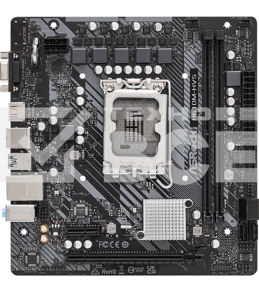 Материнская плата ASRock H610M-HVS, LGA 1700, Intel H610, 2xDDR4, 4xSATA, 1xPCIe 4.0 x16, 1xPCIe x1, 1xHDMI, 1xVGA, 1x 1Gb LAN, 2xUSB-A 3.2 Gen 1, 4xUSB 2.0, 3x3.5 мм, 7.1, mATX