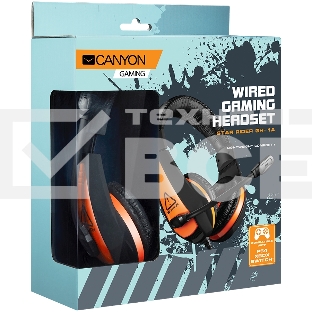 Гарнитура CANYON Gaming headset 3.5mm jack with adjustable microphone and volume control, with 2in1 3.5mm adapter, cable 2M, Black, 0.23kg