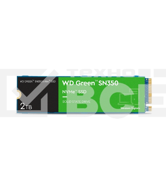 Накопитель SSD WD Green SN350 WDS200T3G0C, 2000Gb, PCIe 3.0 x4, M.2 2280, NVMe, R/W 3200/3000