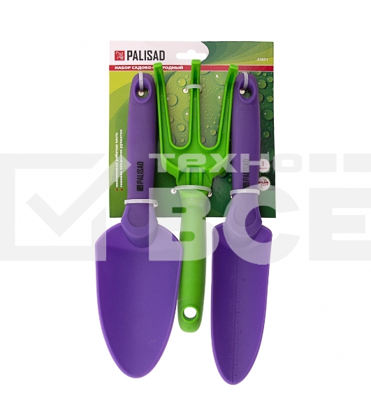 Набор садового инструмента, пластиковый, гелевые рукоятки, 3 предмета, NYLON SOFT  Palisad