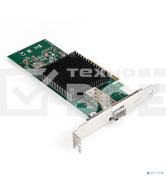 Сетевой адаптер ExeGate EXE-X520-DA1 (PCI-E x8 v3.0, порты 1xSFP+ 10Gb/s (10/5/2.5/1Gb/s, 100Mb/s), Server NIC Intel Chipset JL82599EN)