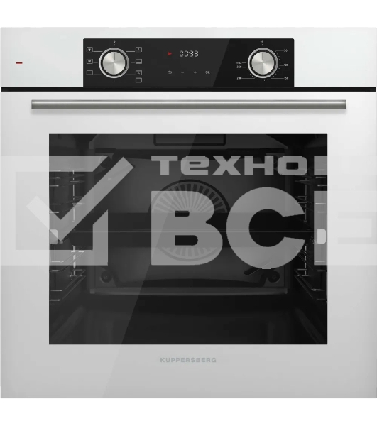 Встраиваемый духовой шкаф HF 608 W 60 см, 80 л, 6 режимов, каталитическая очистка, поворотные переключатели, телескопические направляющие на 1 уровне, белый цвет