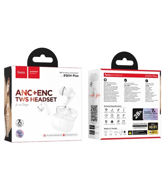 Беспроводные наушники Hoco EQ34 Plus Rima, белый