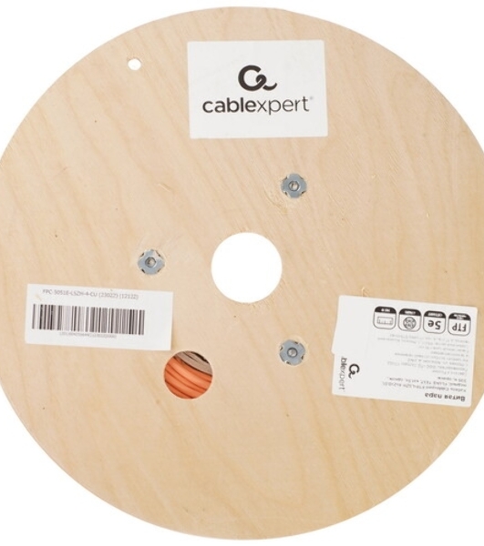 Кабель Cablexpert FPC-5051E-LSZH-4-CU indoor, FTP-LSZH 4x2x0.51, медный, кат.5e, однож., 305м, box, оранжевый