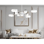 Люстра светодиодная на штанге Ambrella light FL51627/9+4 WH/FGD белый/золото 132W 3000-6000K D850*370 (без ПДУ), фото3