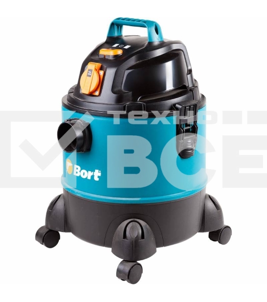 Строительный пылесос Bort BSS-1220-Pro синий, 250/1250 Вт, уборка сухая/влажная, пылесборник контейнер, 20 л