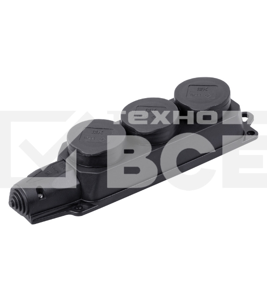 Розетка ИЭК ОМЕГА РБ33-1-0мIP44 трехместная с защитными крышками каучук