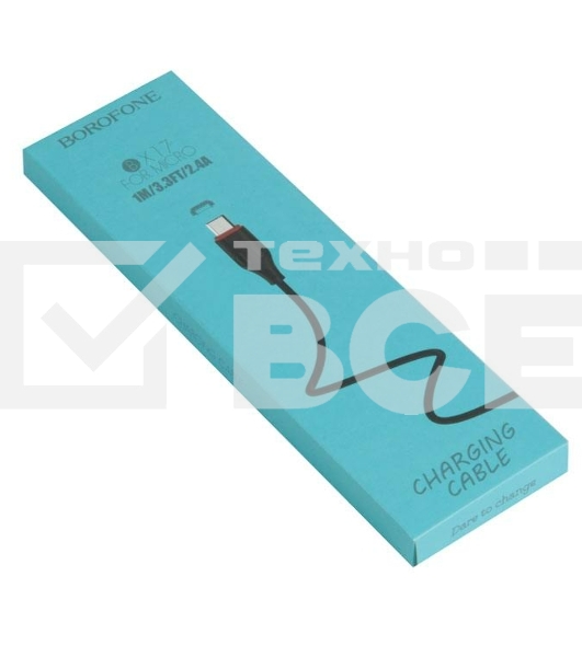 Кабель USB BOROFONE BX17 для Micro USB, 2.4A, длина 1м, черный