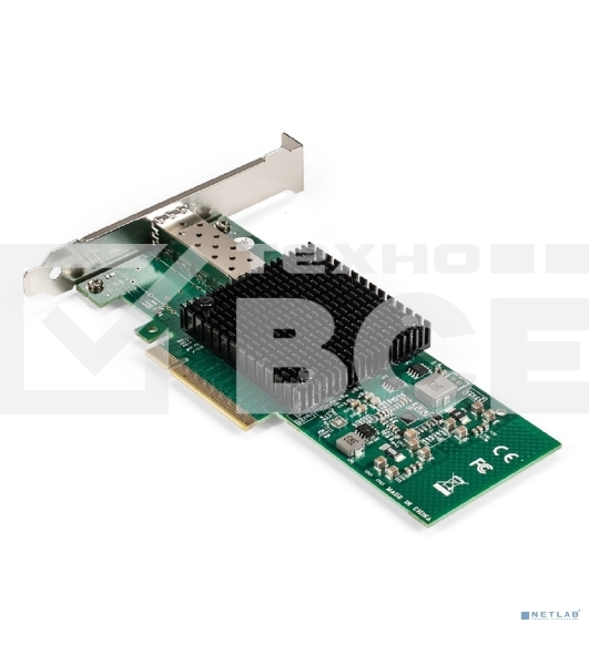 Сетевой адаптер ExeGate EXE-X520-DA1 (PCI-E x8 v3.0, порты 1xSFP+ 10Gb/s (10/5/2.5/1Gb/s, 100Mb/s), Server NIC Intel Chipset JL82599EN)