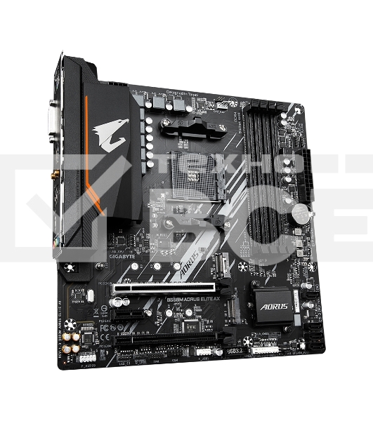 Материнская плата Gigabyte B550M AORUS ELITE AX, Socket AM4, AMD B550, 4xDDR4, 4xSATA, 2xM.2, 1xPCI-E 4.0 x16, 1xPCI-E 3.0 x4, 1xPCI-E x1, 1xDVI-D, 1xHDMI, 1x 1Gb LAN, 4xUSB-A 3.2 Gen 1, 4xUSB-A 2.0, 3x3.5 мм, 7.1, Micro-ATX