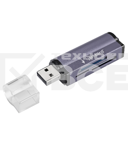 Кард-ридер Gembird FD2-MSD-5/серый/TF/Micro-SD/Micro-SDHC/Micro-SDXC/SD/MS/M2/USB 2.0/алюминий