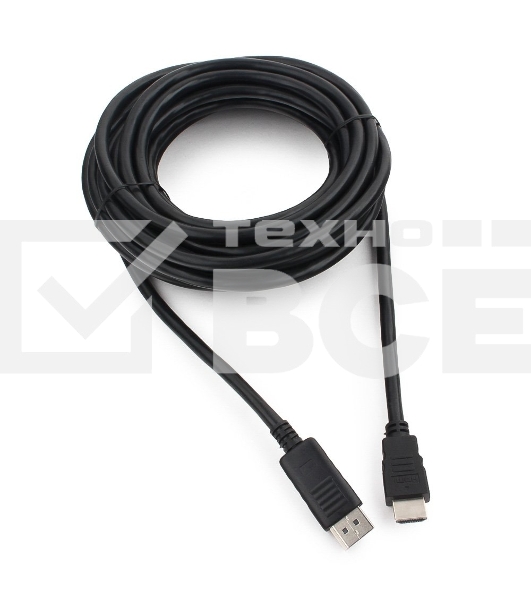 Кабель Cablexpert DisplayPort->HDMI, 7.5м, 20M/19M, черный, экран, пакет 