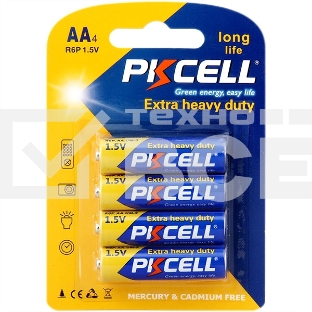 Солевой элемент питания PKCELL R6P-4B тип - AA 4 шт в блистере