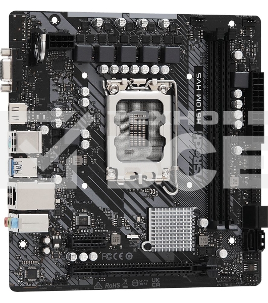 Материнская плата ASRock H610M-HVS, LGA 1700, Intel H610, 2xDDR4, 4xSATA, 1xPCIe 4.0 x16, 1xPCIe x1, 1xHDMI, 1xVGA, 1x 1Gb LAN, 2xUSB-A 3.2 Gen 1, 4xUSB 2.0, 3x3.5 мм, 7.1, mATX