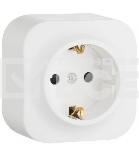Розетка с заземлением с защитными шторками (Белая) Legrand 782220