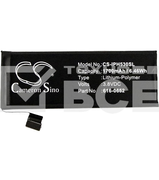 Аккумулятор CameronSino CS-IPH530SL для iPhone 5S 3.8V / 1700mAh / 6.46Wh