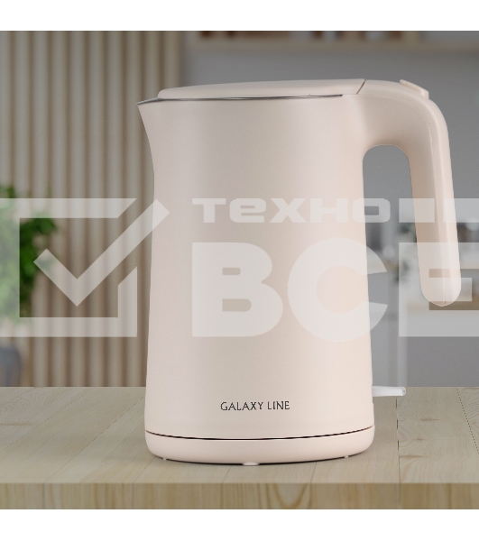 Чайник электрический Galaxy Line GL 0327, пудровый, пластик, 1800 Вт, 1,5 л