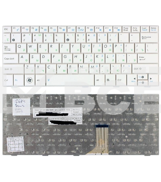 Клавиатура для ноутбука Asus Eee PC 1005HA 1008HA 1001HA 1001px белая