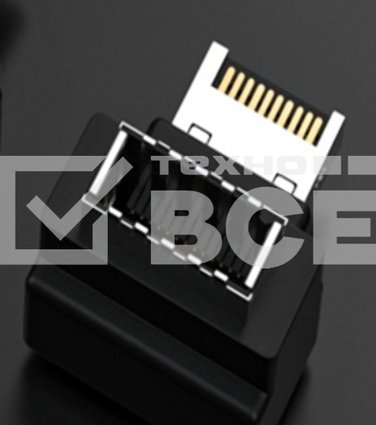 Переходник USB Type E мама-папа угловой