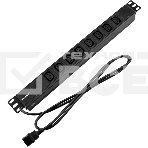 Блок распределения питания Rexant для 19' шкафов, горизонтальный, 8 розеток C13, 10A, без выкл, алюм корп, шнур 2м, вилка C14, фото5