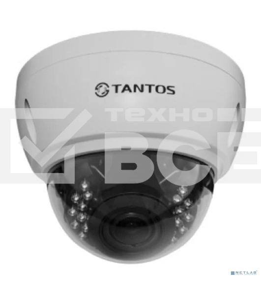 Уличная 2 мегапиксельная купольная антивандальная IP-камера Tantos TSi-Ve25VPA 2.8-12 мм
