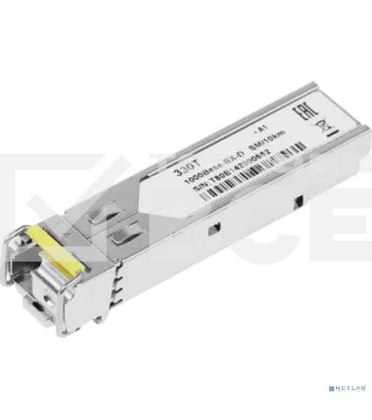 SFP-трансивер D-Link 330T/10KM/A1B WDM с 1 портом 1000Base-BX-D (Tx:1550 нм, Rx:1310 нм) для одномодового оптического кабеля (до 10 км, разъем Simplex LC)